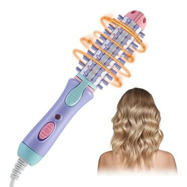 SETOOFF Curling Wand, Straight Wand,Flat Iron Hair Straightener and Curler 2 in 1 Curling Iron Heated Round Brush Antiscald Mini Curling Brush For Short Hair Wand Curling Iron Ceramic Hair Tools