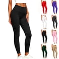 thumbnail image 1 of SETOOFF Women Elastic Ribbed High Waist Ankle Length Leggings Stretch Fitted Workout Tights Yoga Gym Lounge Daily Wear, 1 of 8