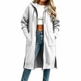 thumbnail image 1 of SETOOFF Women Long Maxi Length Zip Up Hooded Sweatshirt Side Split Long Line Hoodie Coat Oversized Drawstring Hood Jacket with Pockets Solid Color Casual Layering Outerwear for Fall Winter, 1 of 6