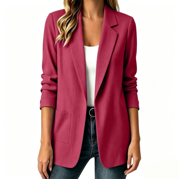 SETOOFF Womens Long Sleeve Shirts Cotton Linen Blouses Lapel Open Front Blazer Loose Fit Lightweight Dressy Casual Work Business Casual Tunic Tops for Women Fall Dailywear Fashion