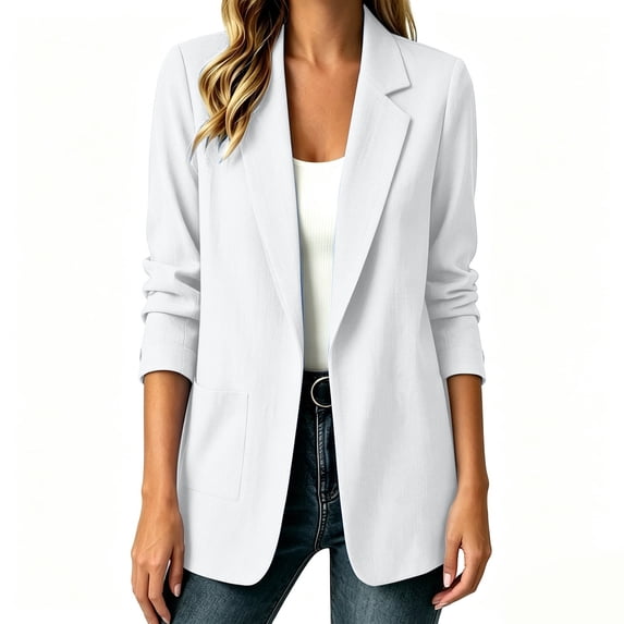 SETOOFF Womens Long Sleeve Shirts Cotton Linen Blouses Lapel Open Front Blazer Loose Fit Lightweight Dressy Casual Work Business Casual Tunic Tops for Women Fall Dailywear Fashion