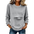 thumbnail image 1 of SETOOFF Womens Long Sleeve Sweatshirts Crew Neck Zip Front Pocket Loose Casual Shirts Pullover Tops Women Spring Fall Lounge Travel Daily Outfit, 1 of 6