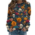 thumbnail image 1 of SETOOFF Womens Loose Fit Long Sleeve Shirts, Crew Neck Halloween Pumpkin Bat Spider Print Pullover Sweatshirt Lightweight Tunic Tops Holiday Party Apparel for Dressy Casual Dailywear Fashion, 1 of 5