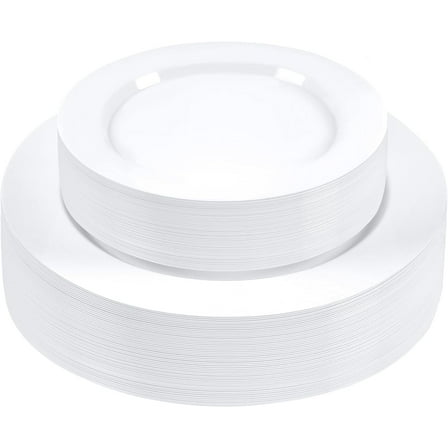 SETUP Disposable White Plastic Plates, 30pcs 10.25" Dinner Plates and 30pcs 7.5" Salad Plates