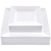 SETUP Disposable White Plastic Plates, 30pcs 10.25" Dinner Plates and 30pcs 7.5" Salad Plates