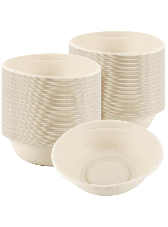 SEUNMUK 300 Pack 12 OZ Disposable Paper Bowls, 350ml Disposable Fiber Bowls for Soup, Pasta, Cereal, Salad, Ice Cream, Microwavable