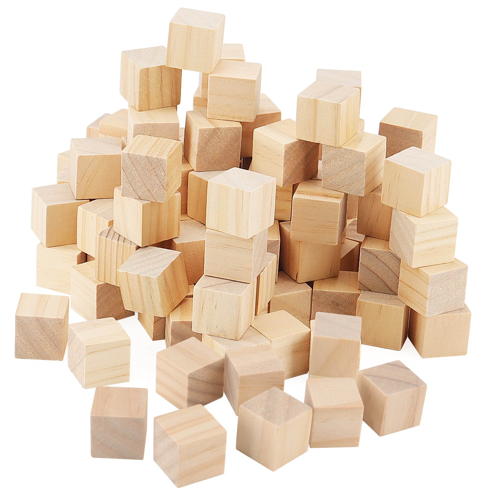 60 Unfinished Wooden Cubes - 2 Inch Natural Pine Blocks For DIY Crafts, Painting, Carving, Kids Puzzles