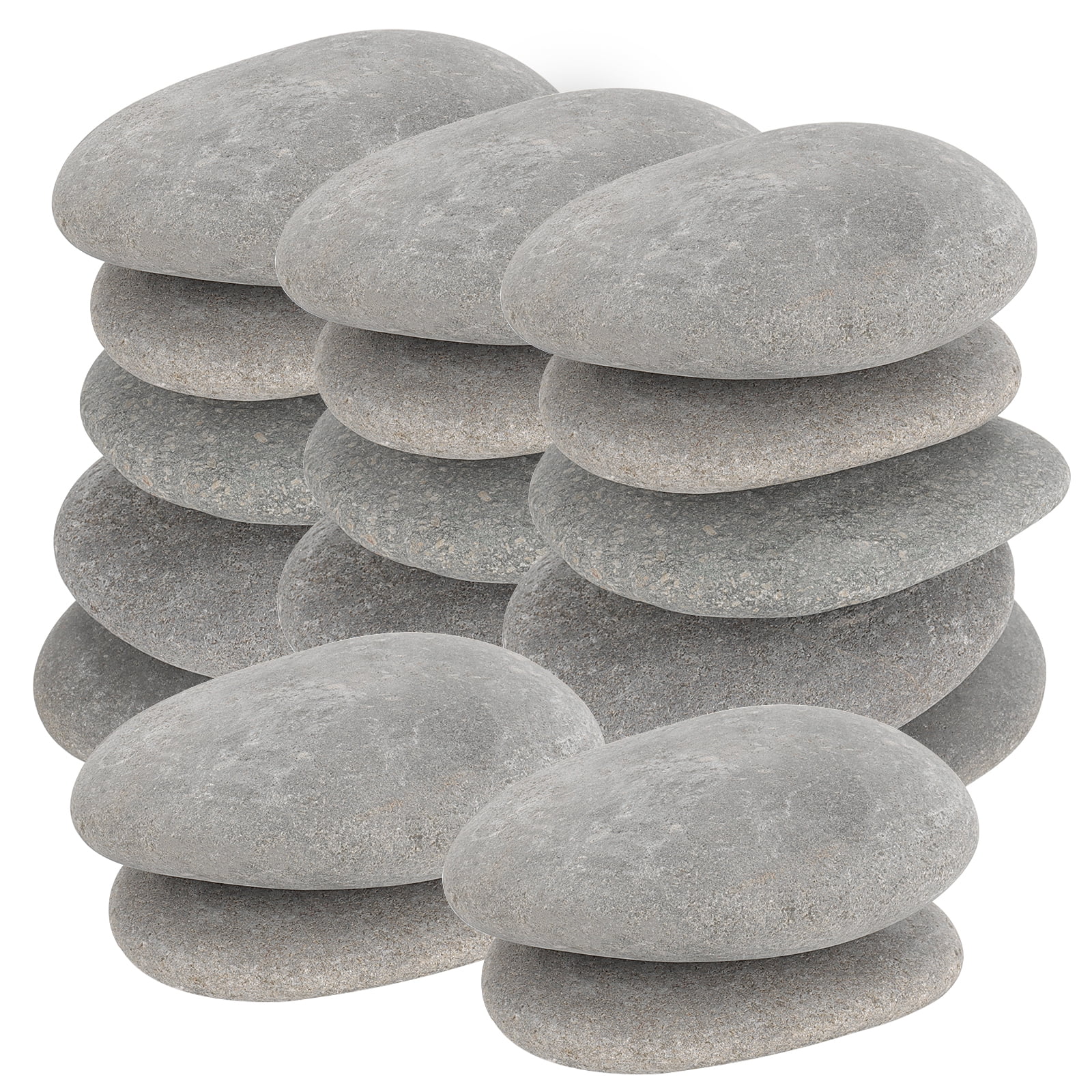 SEUNMUK 60 Pcs 2 Sizes River Rocks for Painting, Flat Smooth Painting Rocks for DIY, Arts,Gray, 0.8-1.2 inches, 2-3 inches