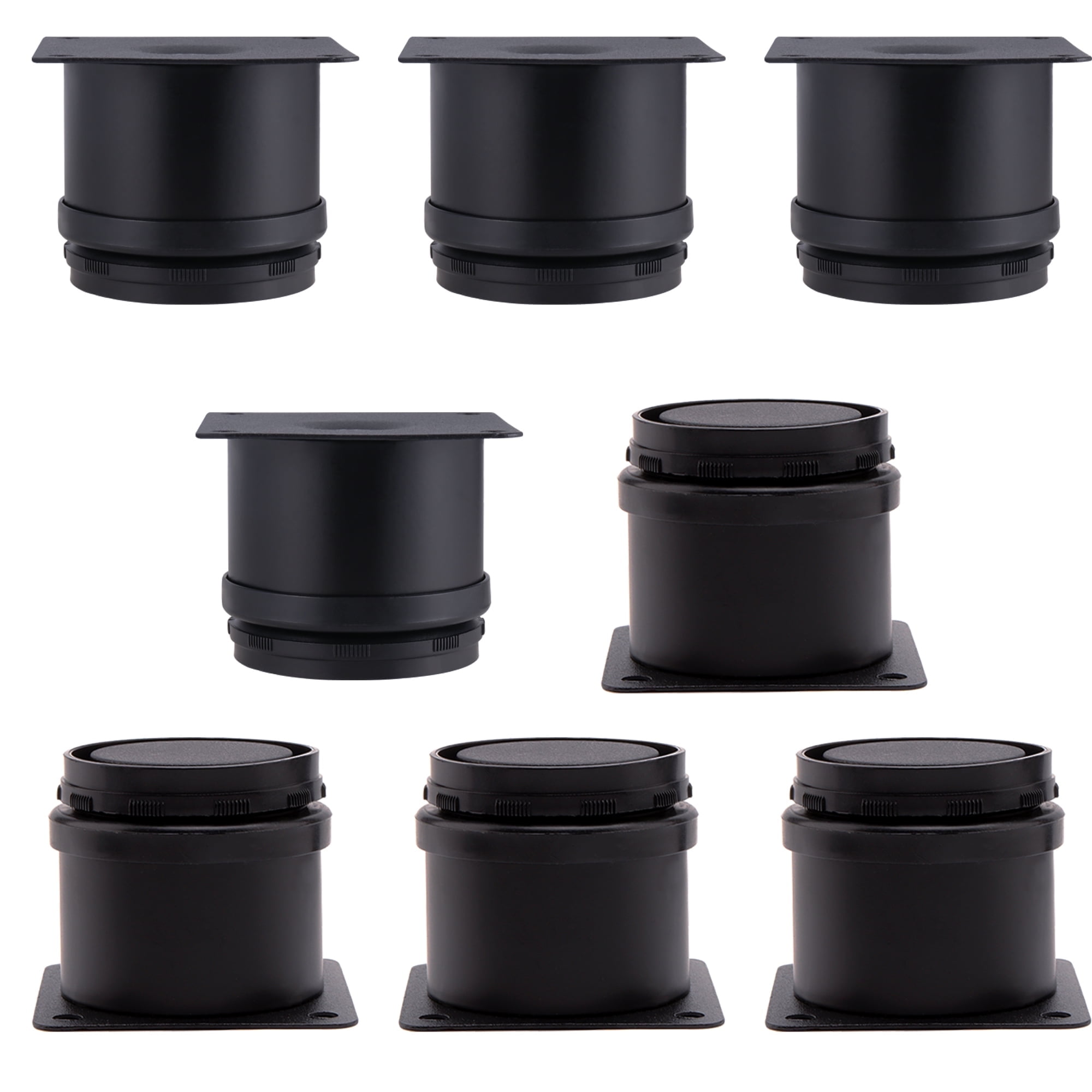 SEUNMUK 8 Packs 2 inch Black Furniture Legs Stainless Steel, Adjustable Sofa Legs for Wardrobe, Cabinet