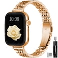 thumbnail image 1 of SEURE Slim Stainless Steel Band for Apple Watch Band 38/40/41/42mm,Women Luxury Metal Replacement Strap for iWatch Series 11 10 9 8 7 6 5 4 3 2 1 SE Rose Gold, 1 of 7