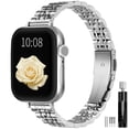 thumbnail image 1 of SEURE Slim Stainless Steel Band for Apple Watch Band 38/40/41/42mm,Women Luxury Metal Replacement Strap for iWatch Series 11 10 9 8 7 6 5 4 3 2 1 SE Silver, 1 of 7
