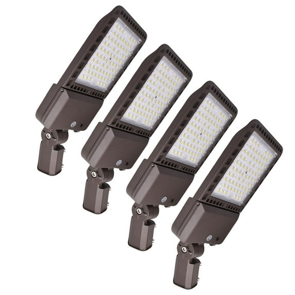 SEURON 4Pack 200W LED Parking Lot Light with Dusk to Dawn IP65 Led Shoebox Light 28000LM, 5000K ETL Listed(200W Slip Fit)