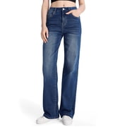 SEVEGO Womens 32"/34"/36" Tall Straight Leg Jeans Mid Waisted Stretchy Loose Denim Pants Casual Baggy Jean Trousers