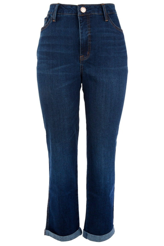 SEVEN 7 Womens Easy Fit Relaxed Roll Cuff Boyfriend Jeans 4 Dark wash