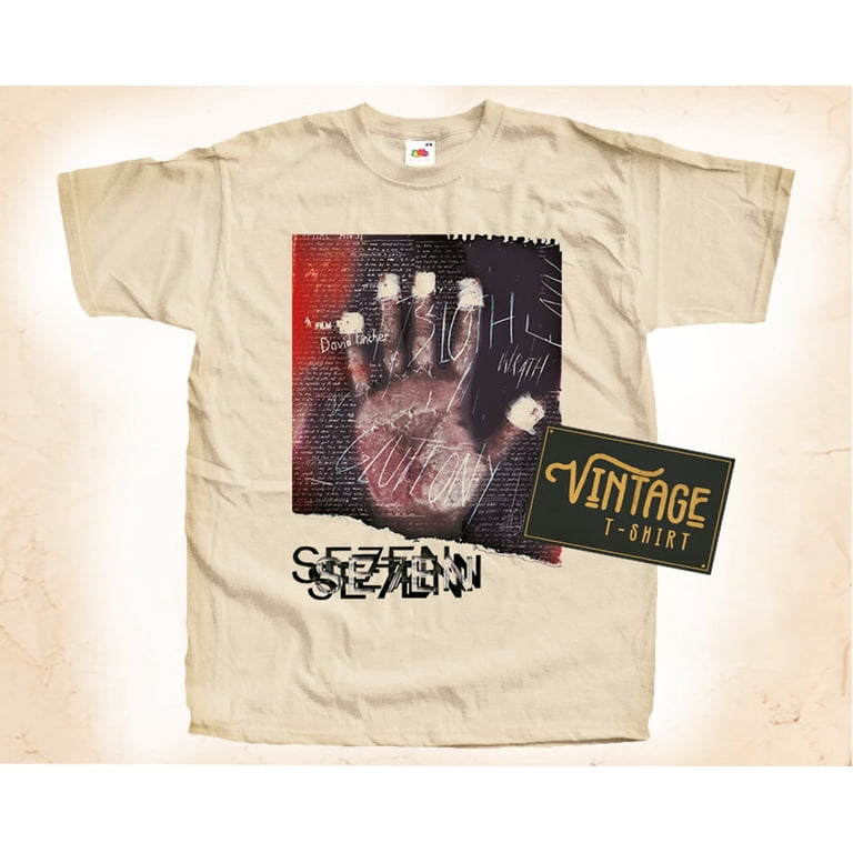 SEVEN SE7EN T shirt Tee Natural Vintage Cotton Movie Poster Beige 
