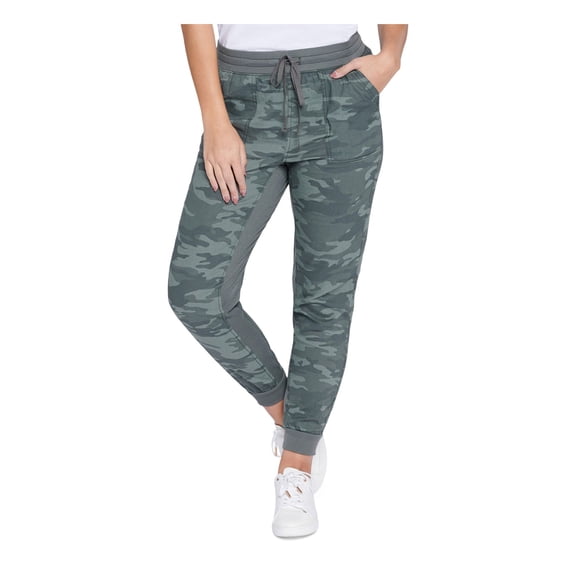 SEVEN7 Womens Gray Pocketed Drawstring Utility Joggers Camouflage Pants Juniors S