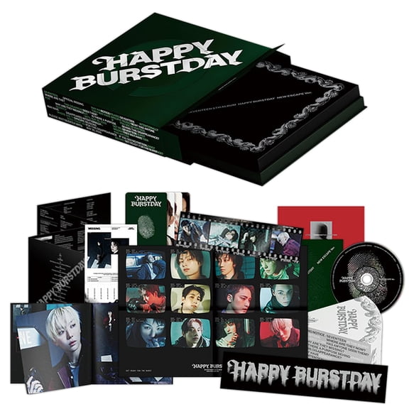 SEVENTEEN - 5th Album [HAPPY BURSTDAY] (NEW ESCAPE Ver.) Outbox + Removable Sticker + Foldable Cake Slice + Poster + Lyric Book + CD-R + Postcard + Film Strip