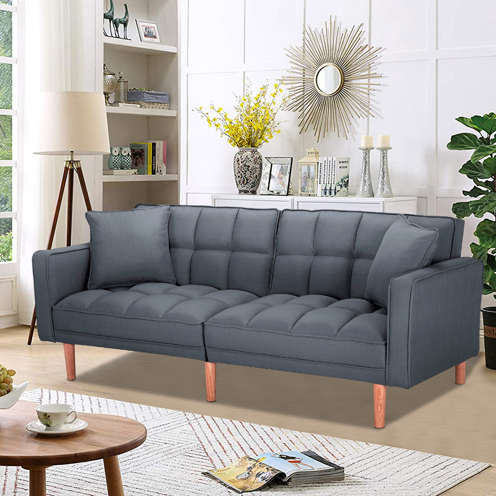 SEVENTH Convertible Sofa Bed with Armrest, Modern Fabric Sleeper Sofa Bed, Futon Couches and Sofas Sleeper with Wood Legs, Two Pillows, Recliner Couch Living Room Furniture Sofa for Home, Q128 - image 1 of 13