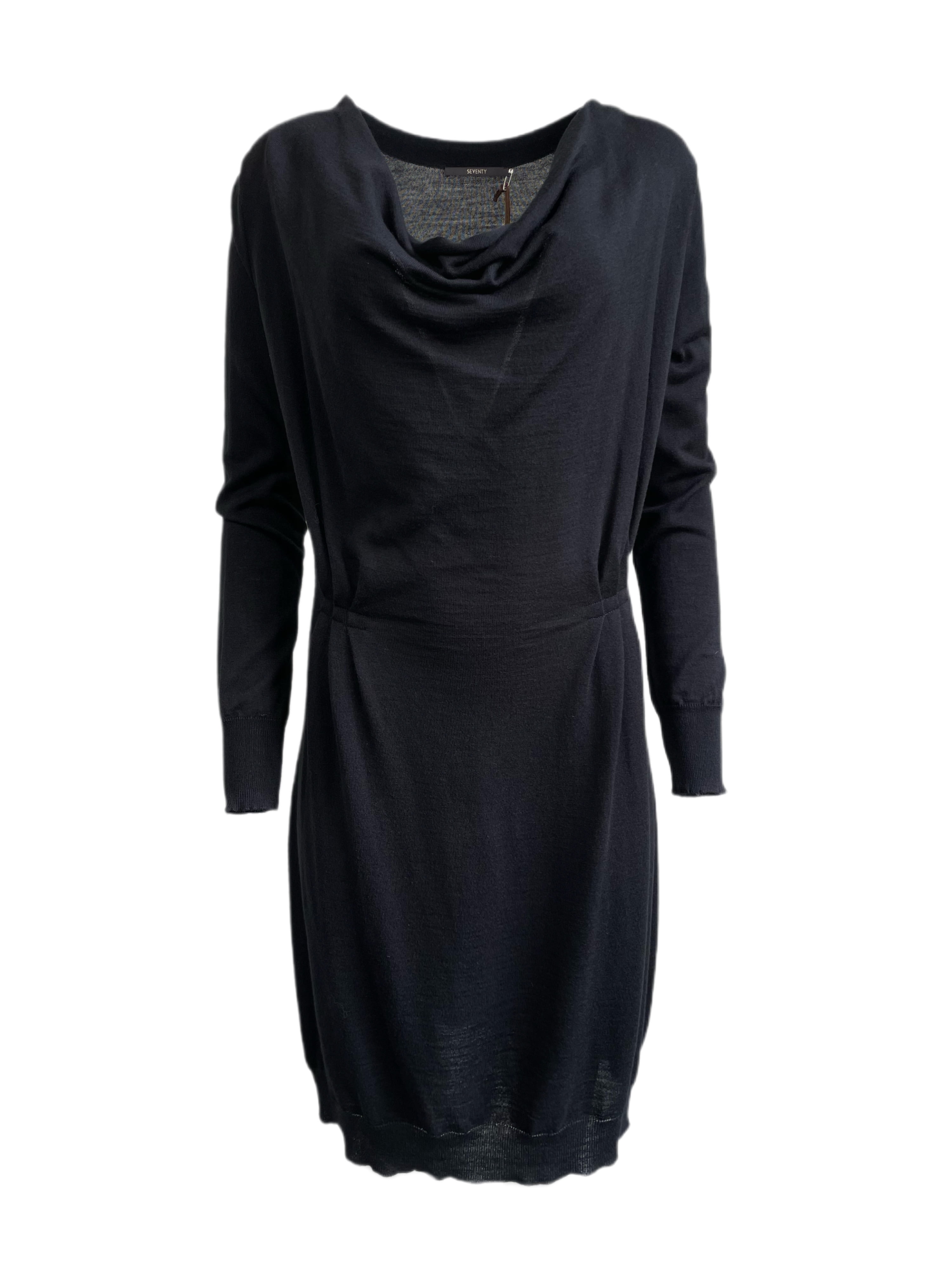 SEVENTY Women's Cowl Neck Long Sleeve Dress IT 40 Black - Walmart.com