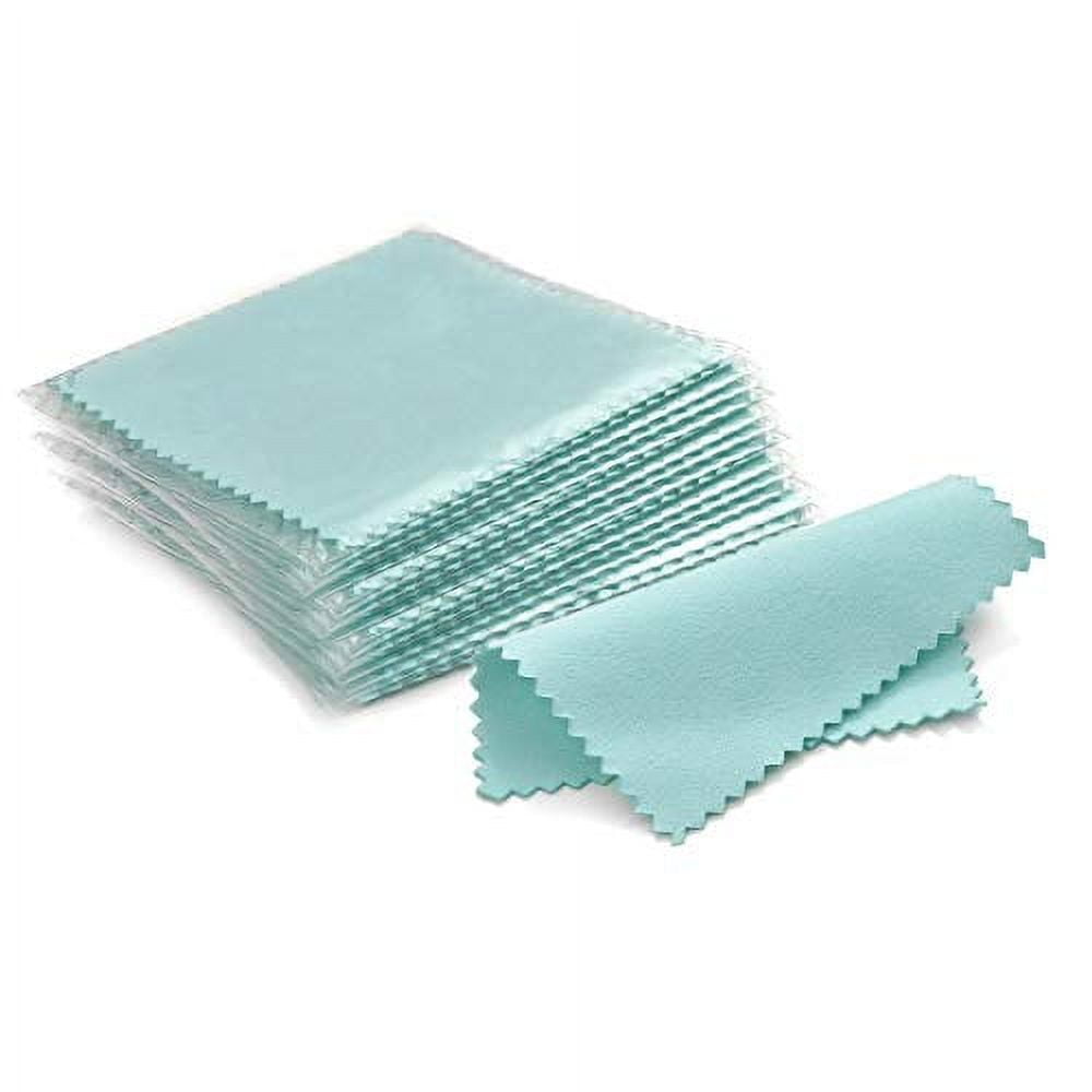 SEVENWELL 50pcs Jewelry Cleaning Cloth Mediumturquoise Polishing Cloth for  Sterling Silver Gold Platinum Small Polish Cloth 8x8cm