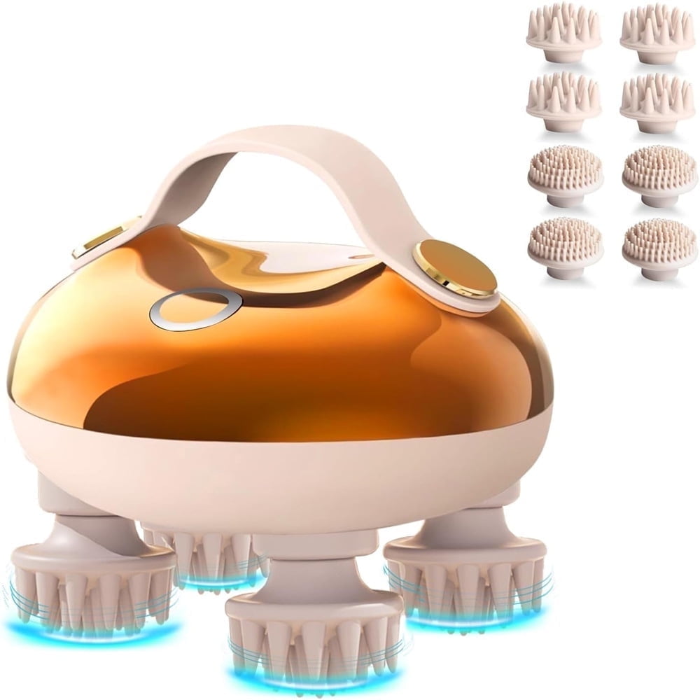 KAMUGO Scalp Massager Hair Growth,Electric Head Massager with 8 Removable Massage Claws Cat Massager(Gold)