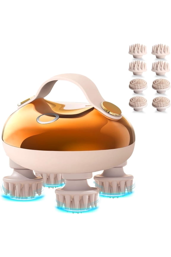 Scalp Massager Hair Growth,Electric Head Massager with 8 Removable Massage Claws Cat Massager(Gold)