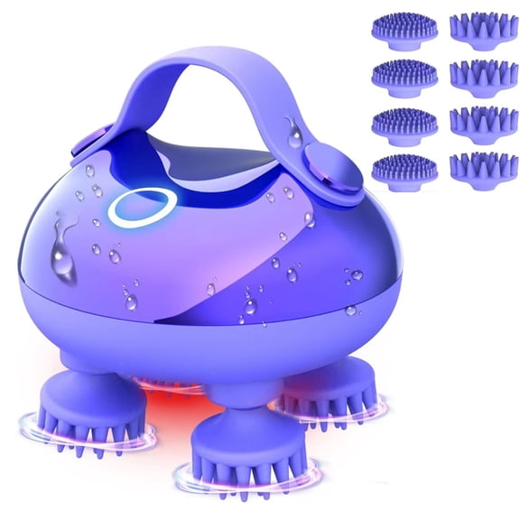 KAMUGO Scalp Massager Portable Electric Scalp Massager Hair Growth,Waterproof Handheld Head Scratcher Massager,3 Speed Modes with 8 Massage Claws Cat Massager(Purple)