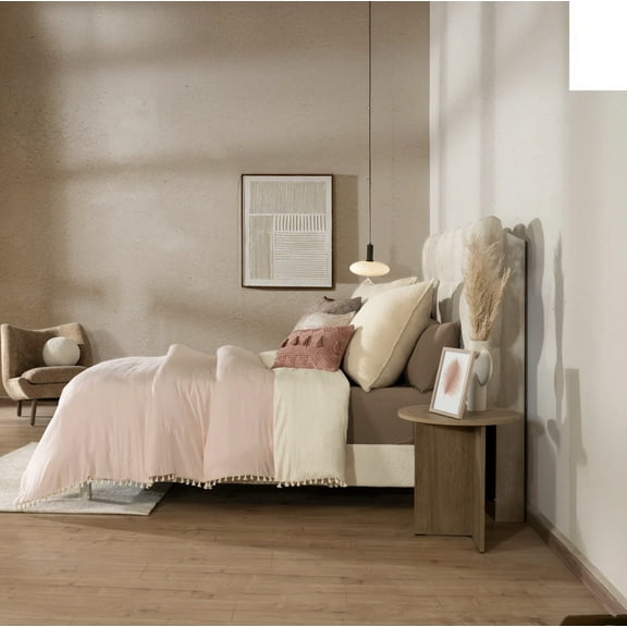 SEVILLA PINK AND BEIGE COLOR CRACKED WASHED TEXTURE REVERSIBLE DUVET COVER TWIN SIZE MADE IN MEXICO