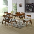 thumbnail image 1 of SEVILLE 7PC Mid Century Modern Wood Dining Room Set, Walnut/Gray, 1 of 5