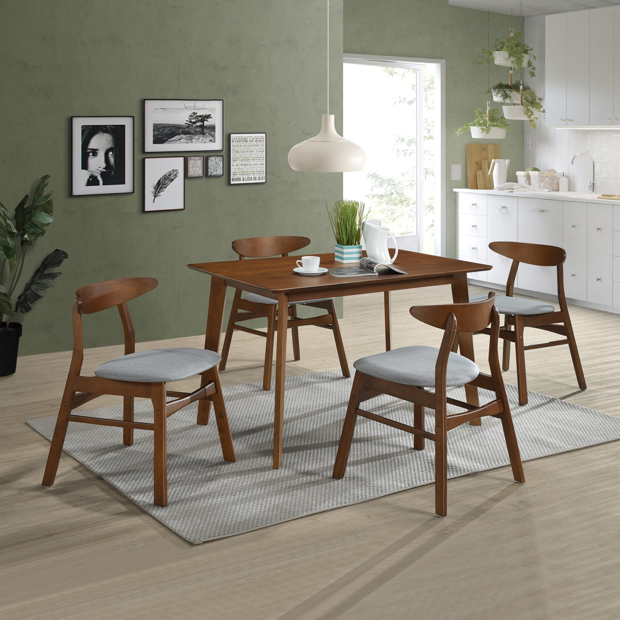SEVILLE Mid Century Modern Dining Table 63 Inch, Walnut