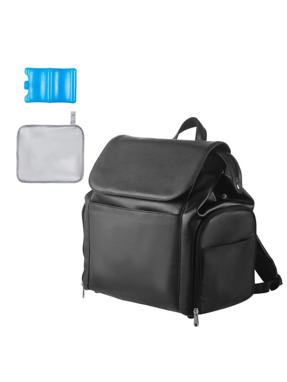 Breast Pump Backpack with Ice Pack Insulated Bag with Breastmilk Storage and Accessory Pockets for Work and Travel Black