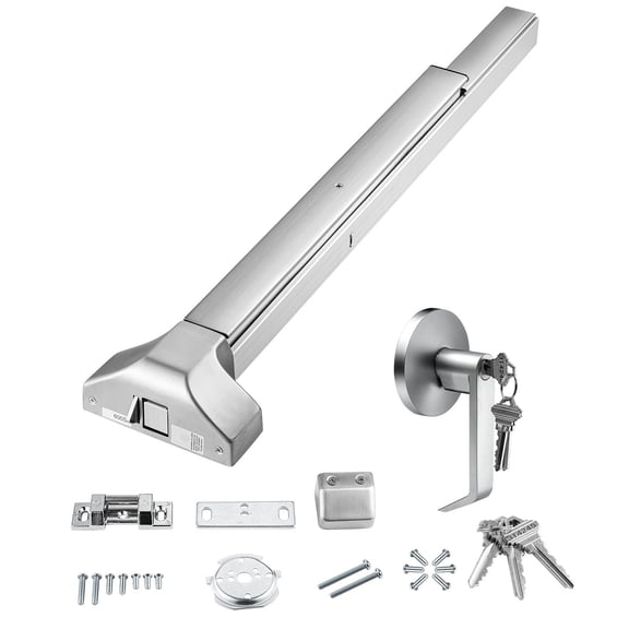 SEVORLEY Push Bar Panic Exit Device, 31 in 304 Stainless Steel Panic Bar for Commercial Exit Doors with Exterior Lever and 3 Keys