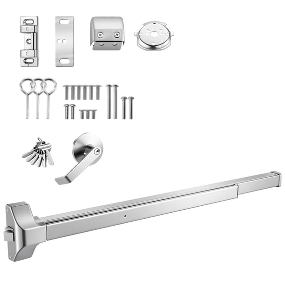 SEVORLEY Push Bar Panic Exit Device, 41 in Stainless Steel Panic Bar for Commercial Exit Doors with Exterior Lever Handle and 6 Keys