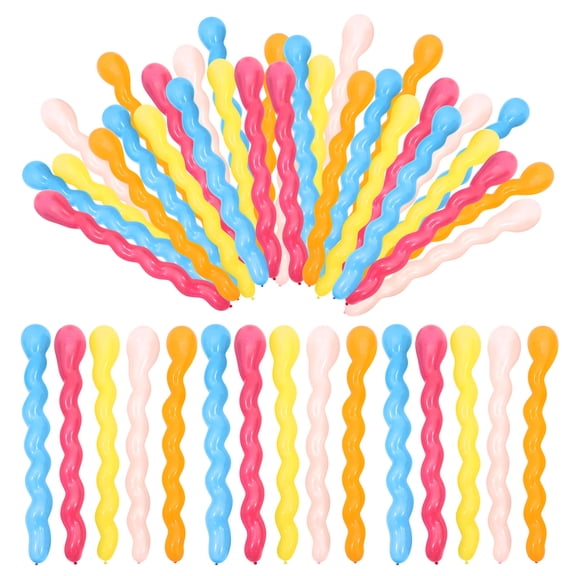 SEWACC 100Pcs Long Spiral Balloons Latex Twisted Balloons Assorted Color Perfect Party Decoration Accessories