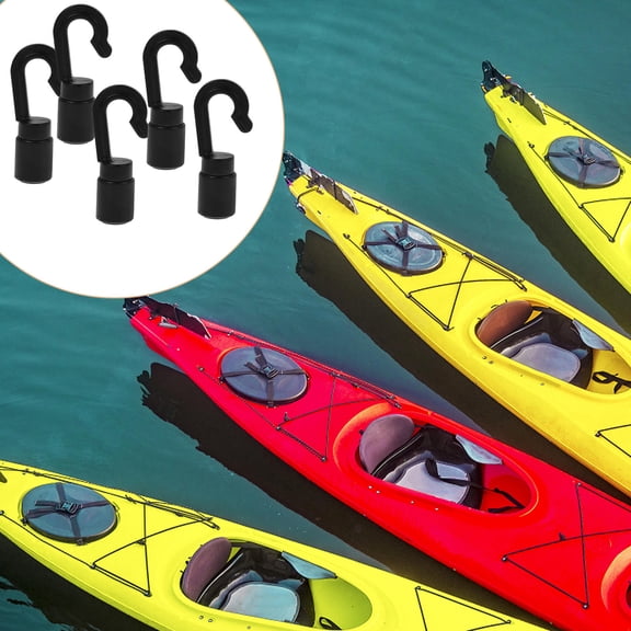 SEWACC 10Pcs Heavy Duty Black Boat Dock Hook with Adjustable Paddle Fixing Buckle