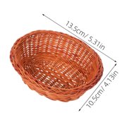SEWACC Oval Rattan Bread Basket, Brown Woven Storage Organizer, 10Pcs