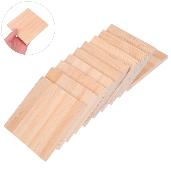 SEWACC 10Pcs Wood Blocks for Crafts Unfinished Beige Natural Wood for Home Decor and Art