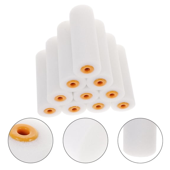 SEWACC 10Pcs White Foam Paint Rollers for Painting Walls Doors Cabinets with Strong Absorption