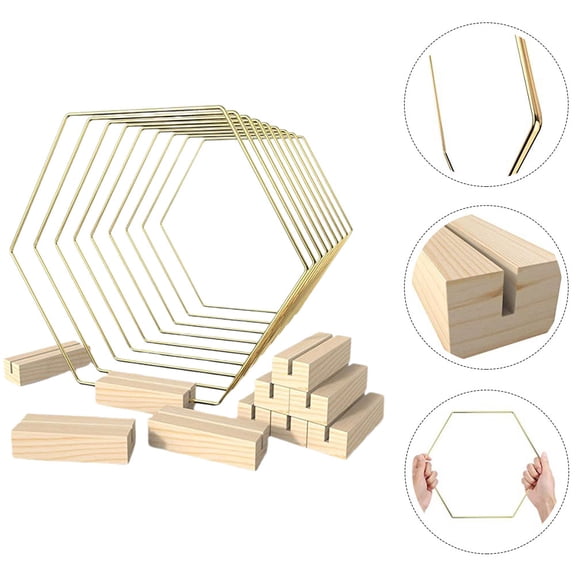 SEWACC 10-Pack Hexagon Metal Floral Wreath Frames with Table Centerpiece Base for Craft and Home Decor