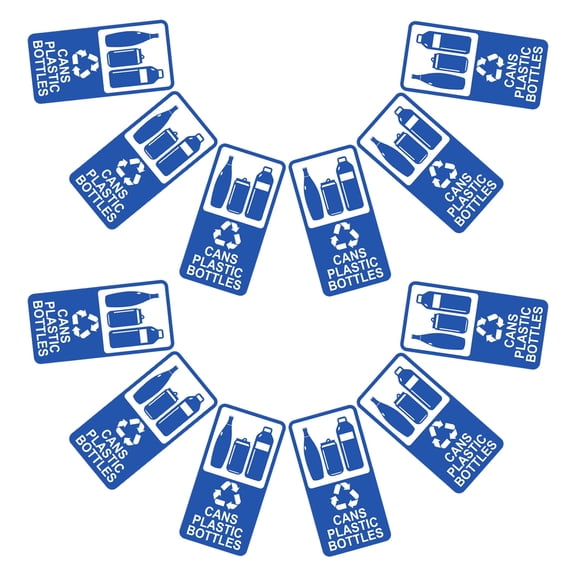 SEWACC 12Pcs Blue Waterproof Self Adhesive Recycling Stickers for Bottles and Trash Bins