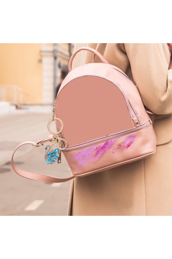 Rhinestone Swan Keychain with Plastic Charm, Elegant and Stylish Key Accessory for Women and Men