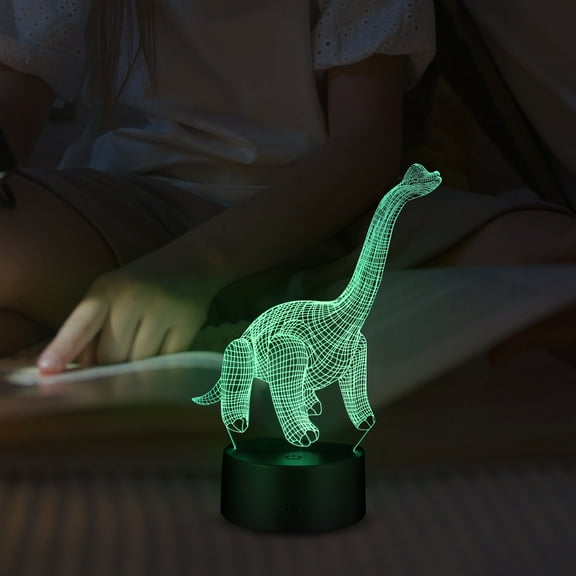 SEWACC 1Pack Desktop Dinosaur Themed 3D Light Multi-Color Acrylic Night Light Lamp for Boys .06x5.70x3.42in