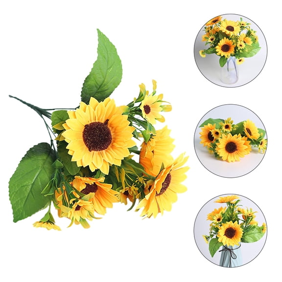 SEWACC 1Pack Sunflower Bouquet Yellow Realistic Silk Cloth Home Decoration Flower Arrangement Supplies
