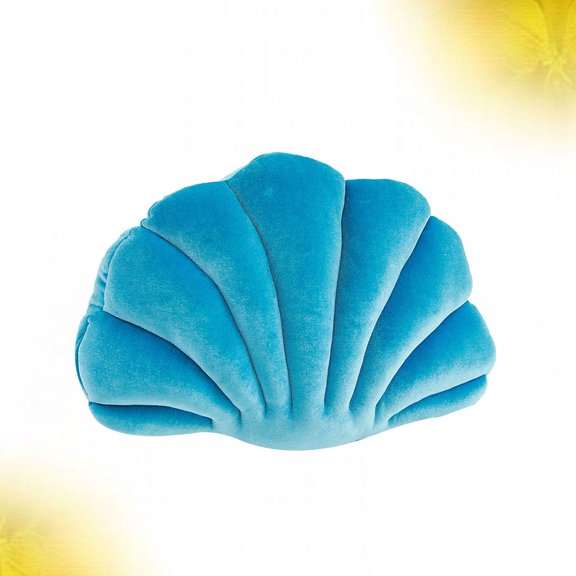 SEWACC 1Pc Blue Plush Shell Shape Cushion for Sofa Back Support and Home Comfort