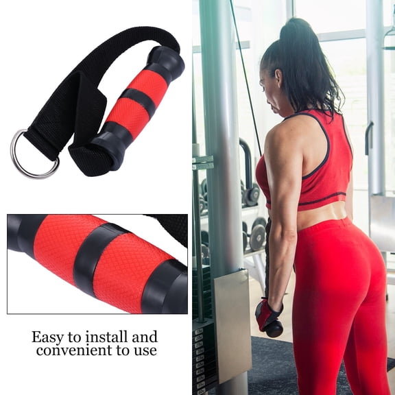 SEWACC Heavy Duty Fitness Handle Strap, Portable Black Grip for Pull Ups, Cable Machines, Strength Training Equipment