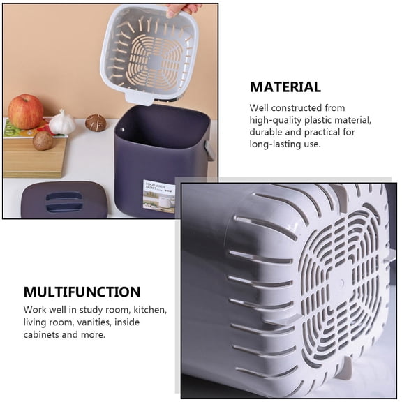 SEWACC Plastic Kitchen Trash Can with Lid, Covered Waste Container for Paper, Wrappers, and Household Garbage Disposal