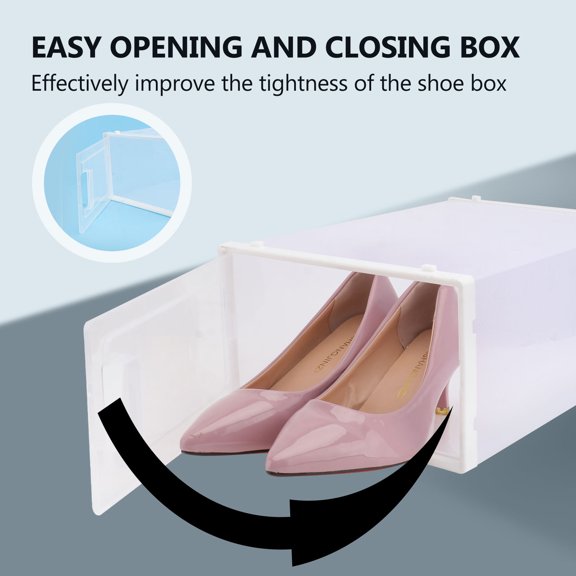 SEWACC 1Pc White Transparent Shoes Storage Box Compact Shoe Organizer with Easy Front Door Access