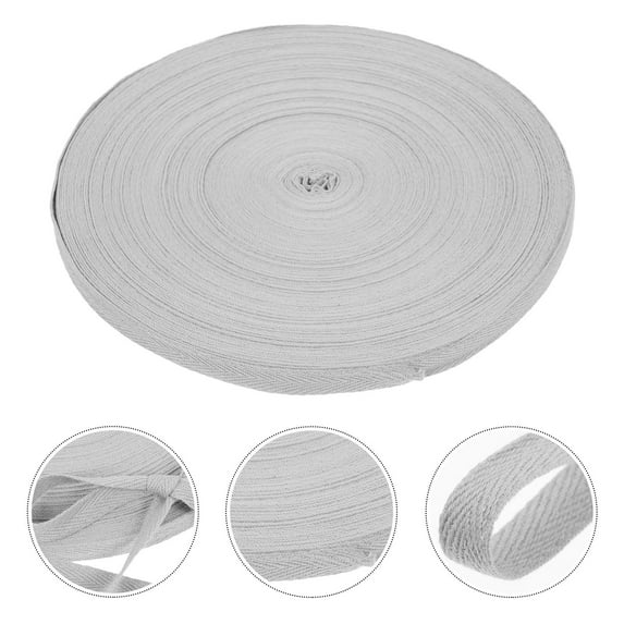 SEWACC 1Pcs Grey Cotton Ribbon for Diy Crafts and present Box Packaging 50 Yards 1cm Width
