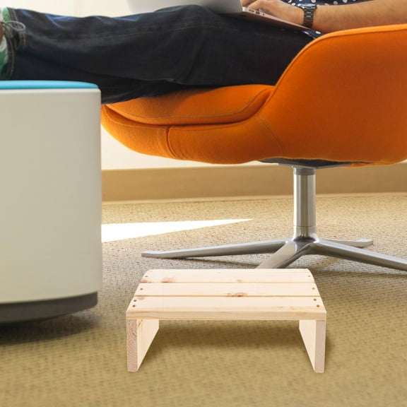 SEWACC 1Pcs Office Footstool Under Desk Wood Beige 11.8X8.3X4.3in