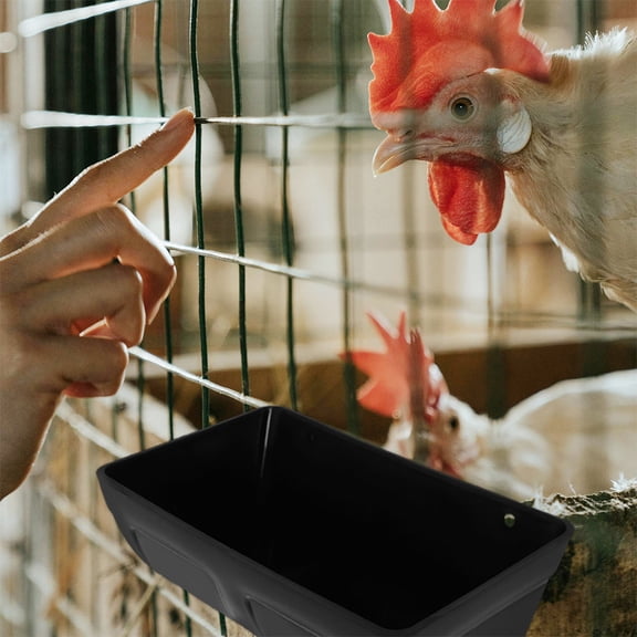SEWACC Black Plastic Feeding Trough for Goats and Poultry, Splash-Proof, , Wear-Resistant, Practical Farm Animal Feeder